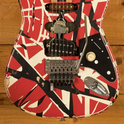 EVH Striped Series Frankenstein Frankie - Maple - Red with Black Stripes Relic image 10