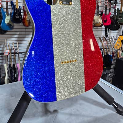Fender Buck Owens Telecaster Electric Guitar - Red, Silver, and Blue Sparkle w/OHSC & PLEK*D #244 image 5