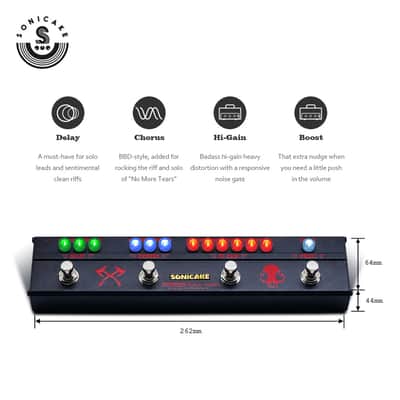 Sonicake Multi Guitar Effect Strip Pedal Sonicbar BLACK HAMMER Combining 4 Moder Heavy Metal Guitar(U.S. domestic inventory) image 2