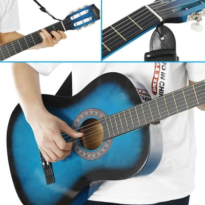 Electric Acoustic Guitar with Bag, Strap, pitch pipe, Blue image 3