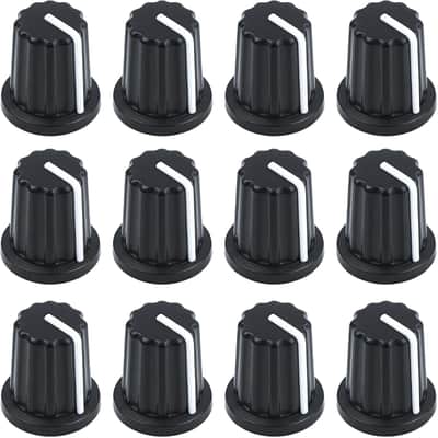 12 Pcs 6mm D Type Potentiometer Control Knobs - Black Plastic Rotary Knobs for Potentiometers & Encoders, Plastic Volume Audio Mixer Bass Tone Rotary Knob, DJ Controller Console Control Knob image 1