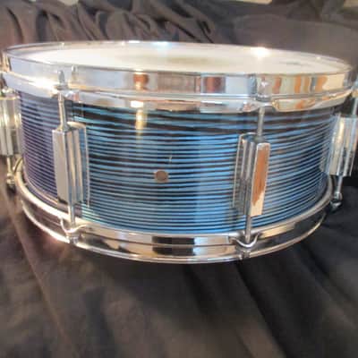 Tempro Vintage 14 x 5 Snare Drum, 1960s Japan Made, Blue Strata, Exceptional Original! image 9