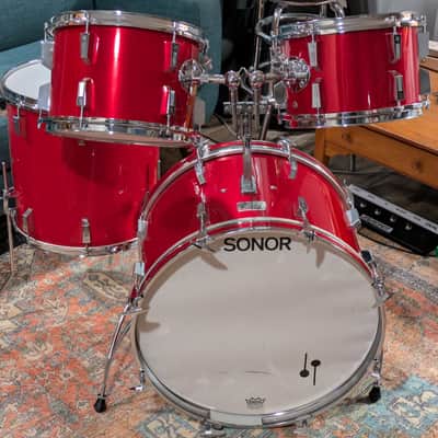 Sonor Made in Germany Mid 70's Champion Red 4 Pc Drum Set 22, 16, 8, 9, Clean! image 1