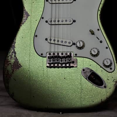 American Fender Stratocaster Custom Heavy Relic Lime Green Sparkle "Duncan Antiquities" image 1