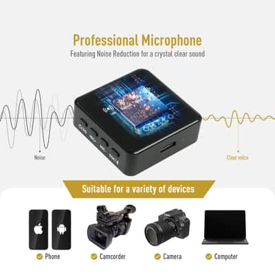VOHALO Wireless Lavalier Microphone for iPhone, Android & PC, Mini Clip-on Lapel Bluetooth Mic with Noise Reduction for Video Recording, Streaming, Vlog, YouTube, TikTok(U.S. domestic inventory) image 2