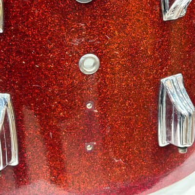 Rogers 10" deep X 14" head Marching Snare Drum (175-1265) 60's - Red Sparkle Bild 7