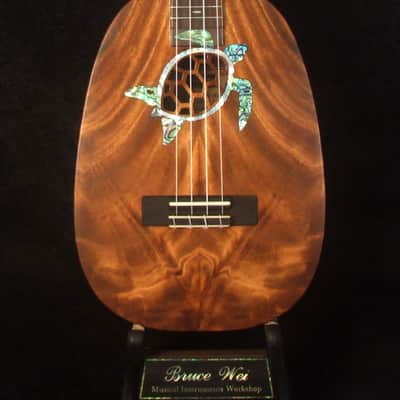 Handmade Left-handed Tenor Ukulele, Solid Acacia Pineapple, Turtle Soundhole Abalone inlay, Soft-bag, Bruce Wei UW17-2116 image 5