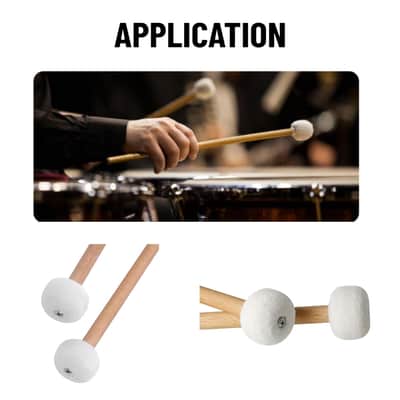 2Pcs Timpani Mallets Soft Felt Head Drum Sticks With Wooden Handle Percussion Mallets For Snare Drum Bass Drum Gong Cymbal image 5