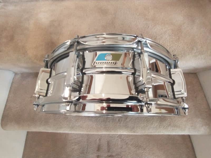 Ludwig LM 400 Supraphonic snare drum, blue/olive badge - mint open box! image 1