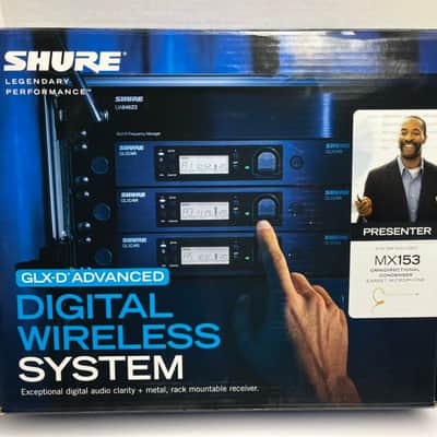 BRAND NEW Shure GLXD14R/MX53 GLX-D Advanced Digital Wireless Presenter Rack System w/ MX153 Headworn Earset Microphone GLXD1 Bodypack Transmitter & GLXD4R Rackmountable Receiver w/ Ears SB902A Rechargeable Lithium-ion Battery Padded zipper accessory case image 2