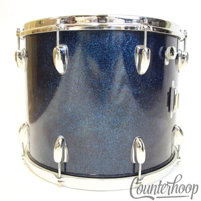 Slingerland 15x12"Tom Drum Blue Sparkle Vintage 60s Tenor Marching COB Brass USA image 5