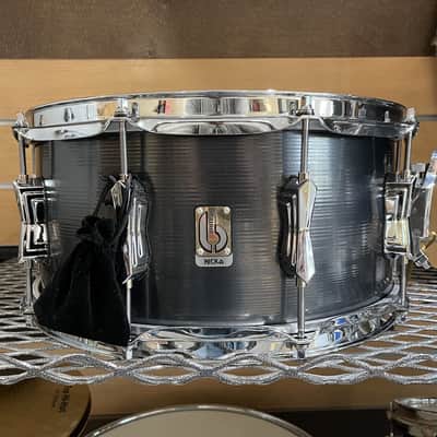 British Drum Company Talisman Nicko McBrain Signature 14x6.5" 10-Lug British Steel Snare Drum 2020 - Present - Grey image 2