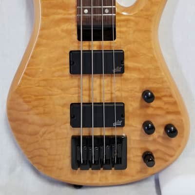 Zon Sonus Standard 4 Maple With Quilt Maple Top Electric Bass Gloss Trans Finish, Black Hardware image 1
