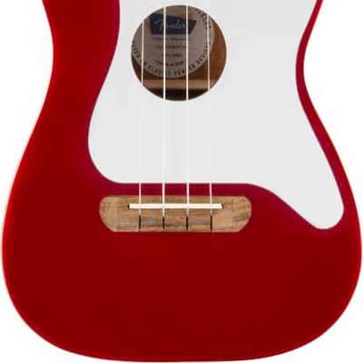 Fender Fullerton Strat Uke, Walnut Fingerboard, White Pickguard, Candy Apple Red imagen 1