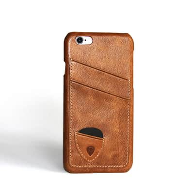 Pickase - Phone Case w/ Guitar Pick Holder - Genuine Brown Leather for iPhone 6 & 6s image 1