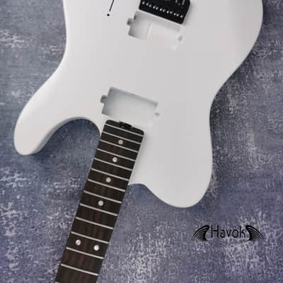 Guitar Kit Mahogany Body Mahogany Tl Neck Hardware, White metallic Guitar, Hight Quality Electric Guitar Kit, Neck, Build Your Own DIY image 1