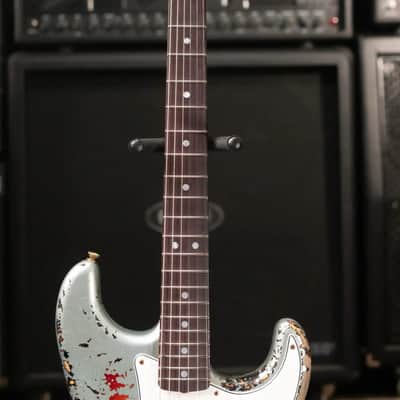 Fender Custom Shop 1965 Stratocaster Super Heavy Relic Electric Guitar - Super Faded Aged Firemist Silver over 3-Color Sunburst with Hardshell Case image 4