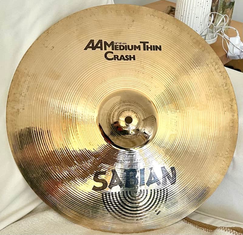 Sabian 16” AA Medium Thin crash cymbal 1990’s - Brilliant image 1