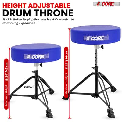 5 Core Drum Throne 3" Padded Drum Seat Height Adjustable Drumming Chair for Practice and Performance image 3