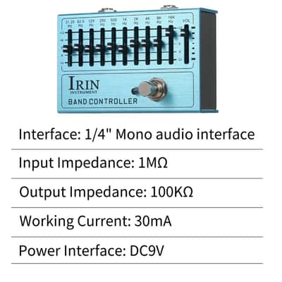 Irin 10-Band EQ Guitar Effect Pedal Mini guitar equalizer for guitar 2025-26 - Blue image 2