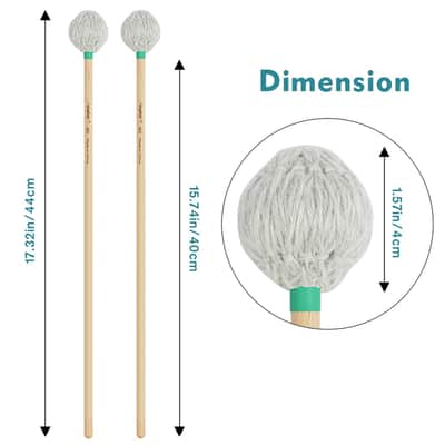 Professional Marimba Mallets -M2 Medium Yarn Heads with Beech Wood Handle Keyboard Percussion Accessories for Xylophone Glockenspiel Vibraphone with Professionals and Advanced Players image 2