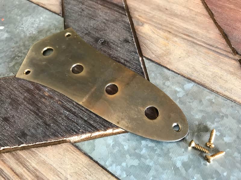 Real Life Relics Fender® Style Aged Gold Jazz J Bass® Control Plate 4 Hole [J2] image 1
