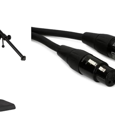 On-Stage Stands MS7920B Bass Drum / Boom Combo Mic Stand Bundle with Hosa HMIC-003 Pro Microphone Cable - 3 foot image 1