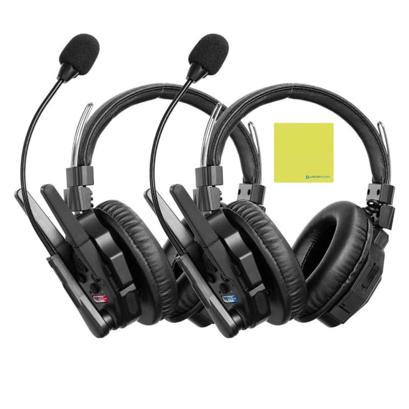 SYNCO Xtalk XMax2 Full-Duplex Wireless Intercom System with 2PCS Double-Ear Headsets (2.4GHz) for Team Communication, Film and Live Stage Use Bundle Polishing Cloth image 1