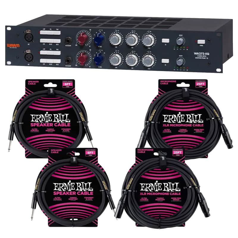 Warm Audio WA273-EQ 2-channel Microphone Preamplifier, (2) ErnieBall XLR Cable 25FT, (2) ErnieBall Cable 1/4 Bundle image 1