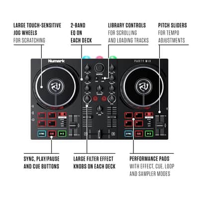 Party Mix II DJ Controller – Beginner DJ Mixer with Built-in Party Lights image 4
