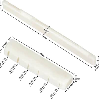 6 String Acoustic Guitar Bone Bridge Saddle and Nut and 6pcs Ebony Guitar Bridge Pins image 2