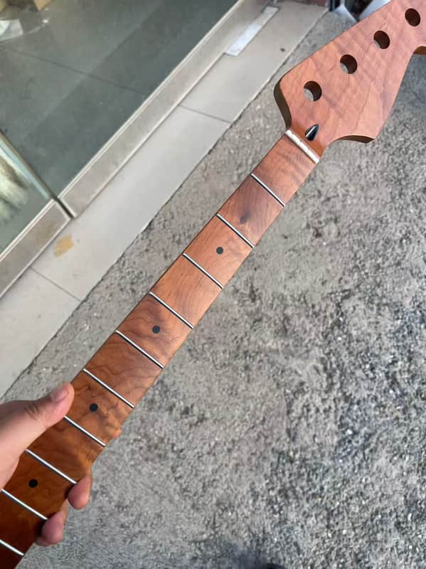 4-string electric bass neck jazz bass stainless steel 20 frets Roasted flame Maple guitar neck 34inch hole 18mm maple fingerboard image 1