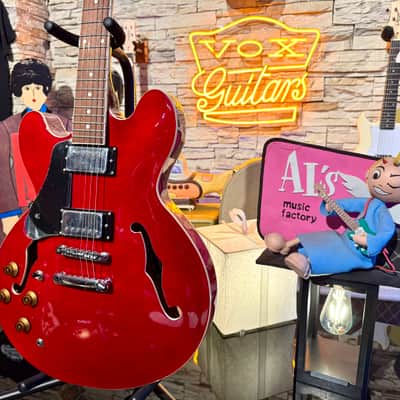 Vintage Guitar  VINTAGE LVSA500CR Red LEFT HANDED Zurda Thin Line SEMI ACOUSTIC GUITAR    Cherry Red image 8