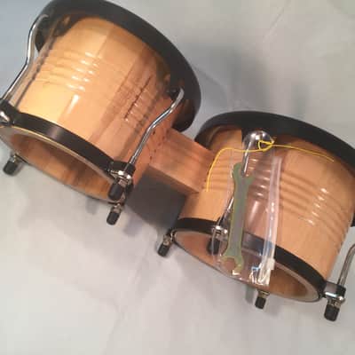 MP Custom Pro Bongo Set in Natural Wood-Skin Drum Heads-Tunable-7" and 8.5" image 3