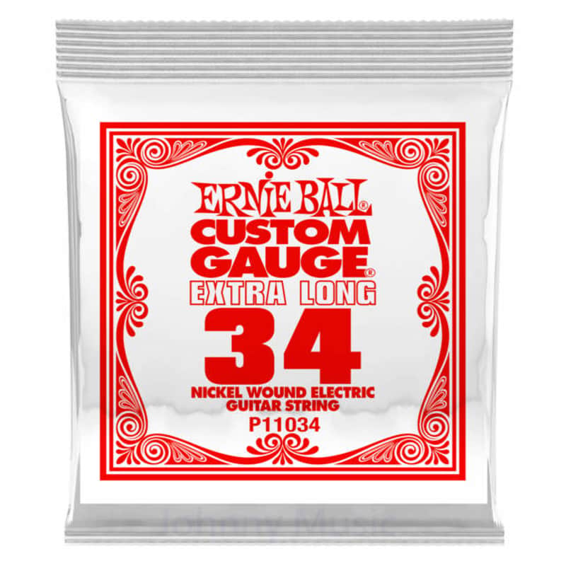 .034 Extra Long Custom Gauge Electric Guitar Single String Ni-Plated Wound On Tn-Pltd Steel Hex Core image 1
