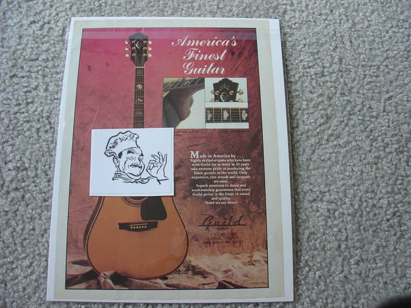 Guild Vintage Advertisement for Guild Guitars featuring D-100C 1980's image 1