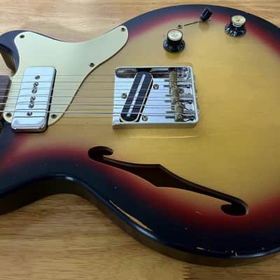 Double Cut LP Telecaster Thinline Sunburst - Nitro Relic Hybrid Guitar + Case image 9