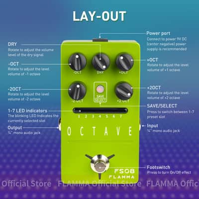 Flamma FS08 Octave Effects Pedal polyphonic octave effects 7 Preset Slots,price include the import duty to US buyer image 5