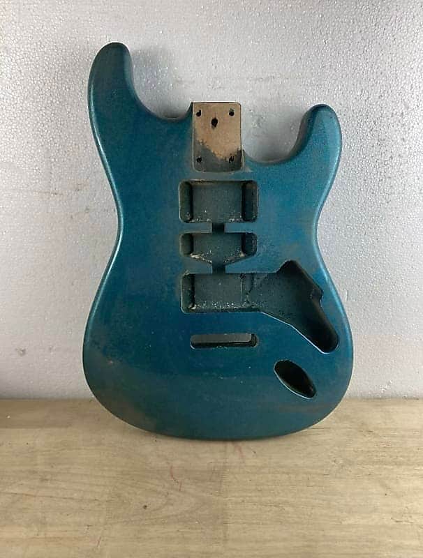 Metallic Blue Poplar Wood Guitar Strat Style Body image 1