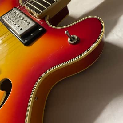 Teisco Hollow Body Electric Guitar MIJ Japan 1970s Sunburst image 6