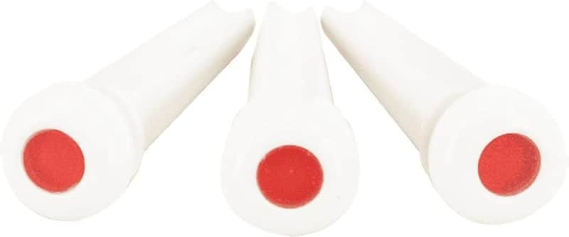 LUXE BY MARTIN® Acoustic Guitar Bridge Pins – Bone White with Red Inlay | Liquidmetal® Construction for Increased Volume and Sustain | Set of 6 image 1