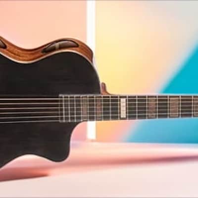 Cort Masterpiece Series Modern Black Acoustic-Electric Guitar - Stunning Trans Black Gloss Finish w/ Case image 4
