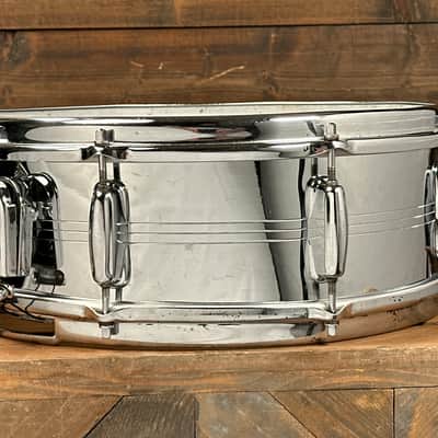 1960s Slingerland No. 130 Gene Krupa Sound King 5x14 8-Lug Chrome Over Brass Snare Drum w/ Zoomatic Strainer image 4