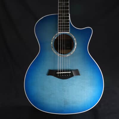 Taylor Custom Shop Grand Auditorium BLACK LABEL Spruce Top Quilt AAA Maple Back & Sides with Hardcase Transparent Blue 093 image 10