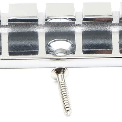6 String 2.78 x 0.78 x 0.39-Inches Metal Fixed Hardtail Saddle Bridge Top Load Guitar Tailpiece for Strat Tele Electric Guitar, Chrome image 2