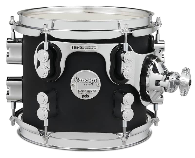 PDP Concept Maple 7x8 Suspended Tom Satin Black Finish Ply with Chrome Hardware image 1