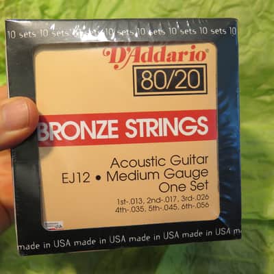NEW BOX OF 10 SETS - D'addario strings 80/20 bronze acoustic guitar strings EJ12 .013 Medium gauge image 2