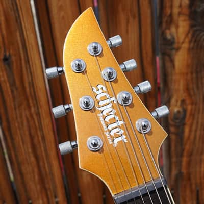 Schecter DIAMOND SERIES KM-7 MkIII Artist Keith Merrow Gold Top Left Handed 7-String w/ Molded Hard Case image 8