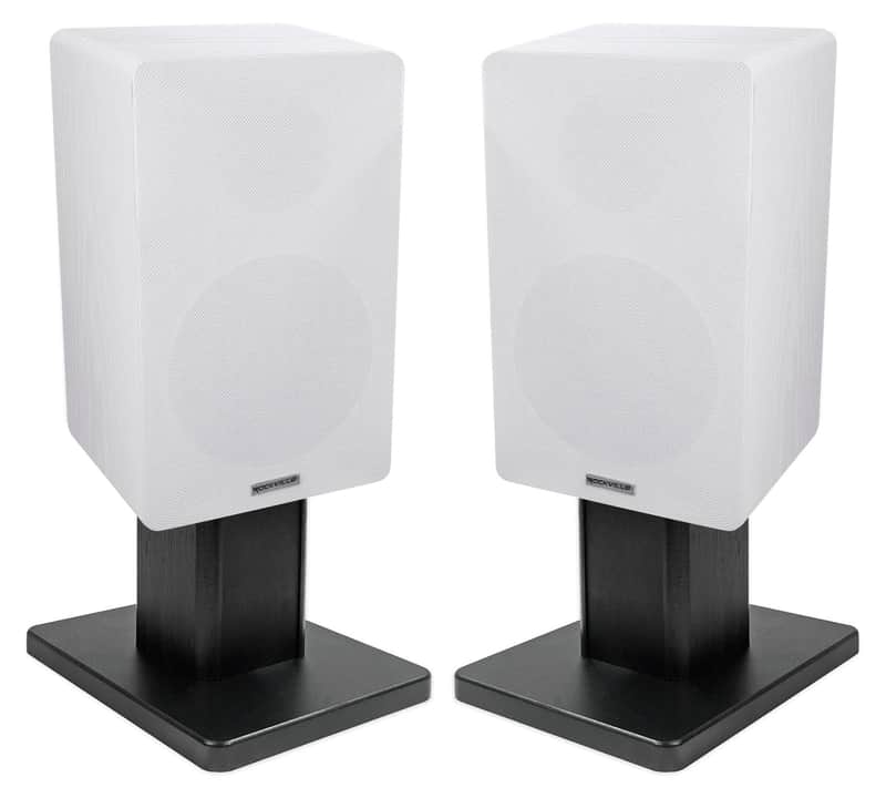 (2) Rockville RockShelf 68W White 6.5" Home Bookshelf Speakers+8" Speaker Stands image 1