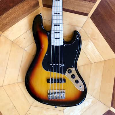 NEW Vintage VJ75 ReIssued Maple Fingerboard Bass Guitar ~ 5-String ~ Sunburst image 1